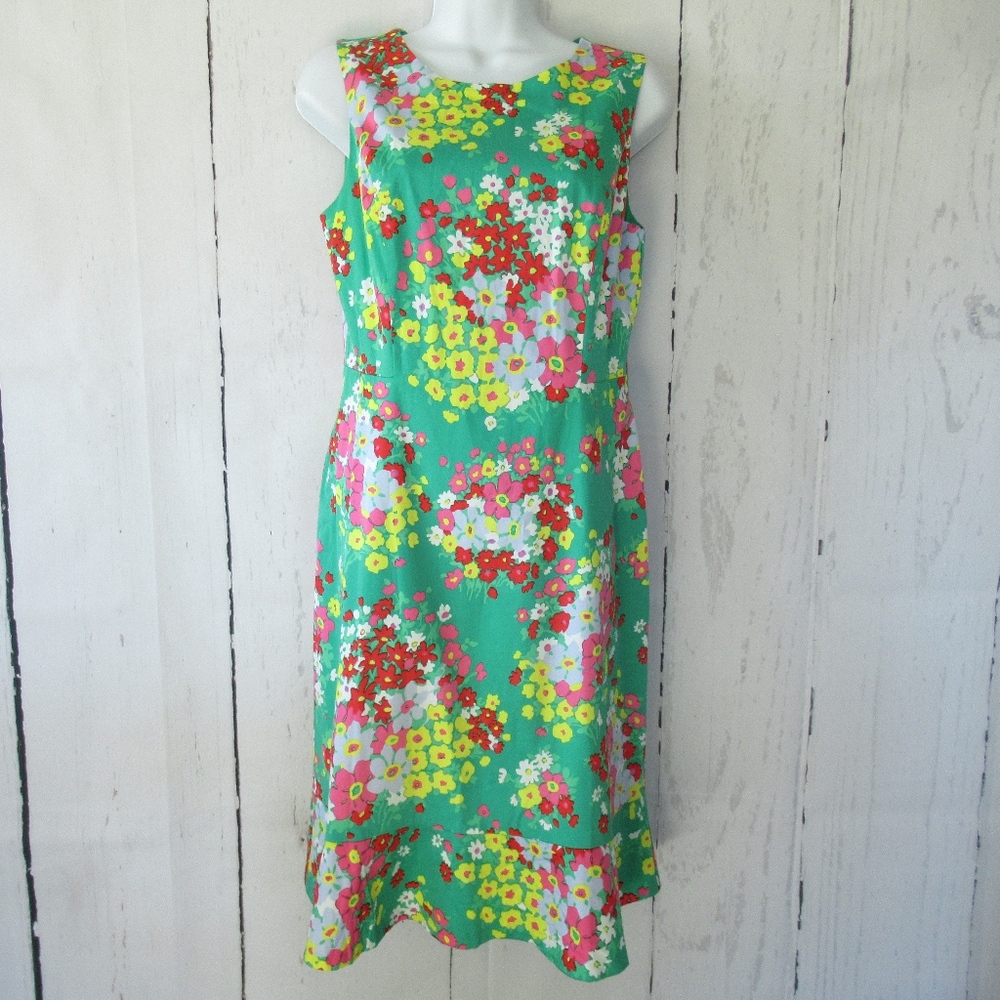 Talbots Green Floral Dress
